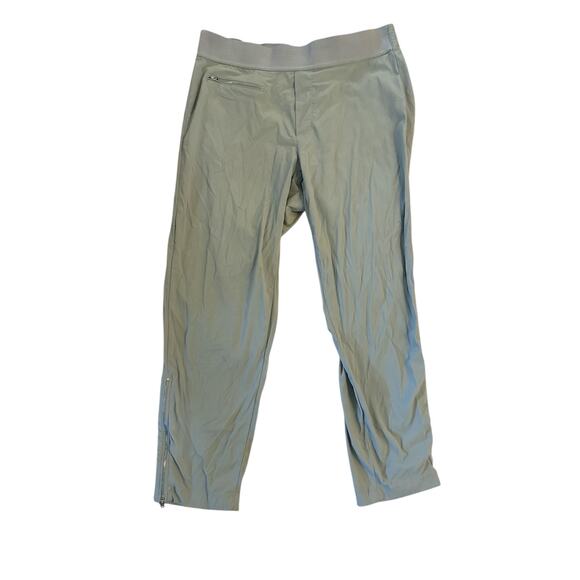 Women 12 Athleta Mod Trekkie Crop Silver Gray Pants Ankle 291743 Ankle Zip - Picture 1 of 6